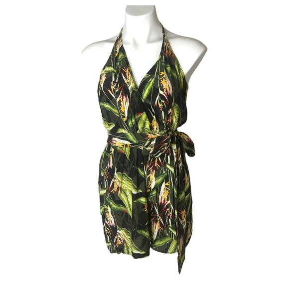 BCBGMAXAZRIA Romper Black Birds of Paradise Tropical Women's Size S ($198) - Picture 5 of 15